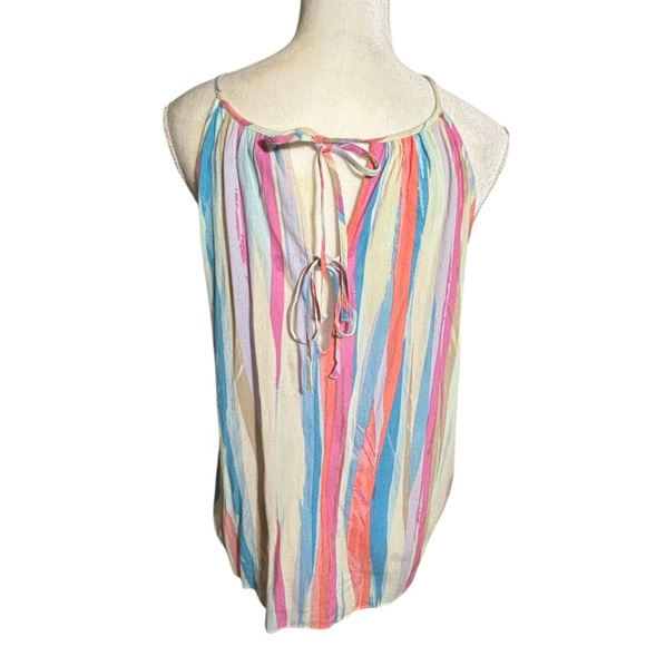 NWT Gap 100% Cotton Striped Spaghetti Strap Tank Keyhole Tie Back Size Large - Picture 4 of 8